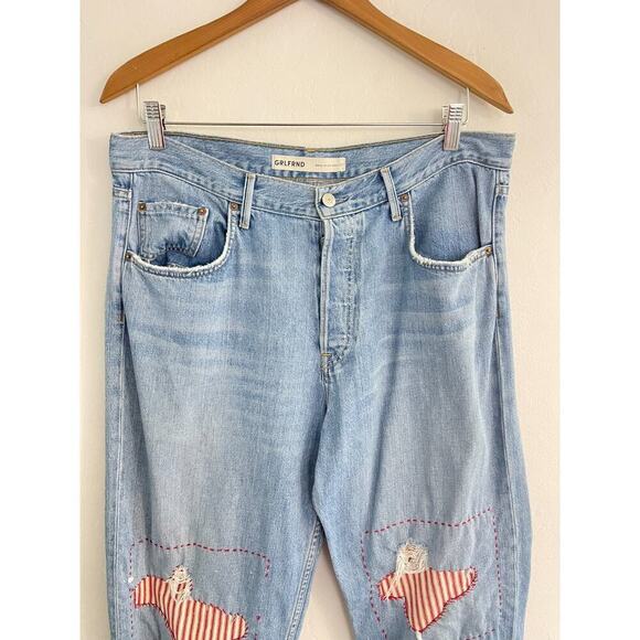 Grlfrnd 30 Jeans The Bella Low Rise Boyrfriend Patchwork Straight Baggy Fit - Picture 3 of 10